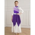 thumbnail image 3 of inhzoy Kids Girls Praise Lyrical Dance Dress Sleeveless Color Block Liturgical Worship Tunic Dancewear 6-16 Purple 6, 3 of 7