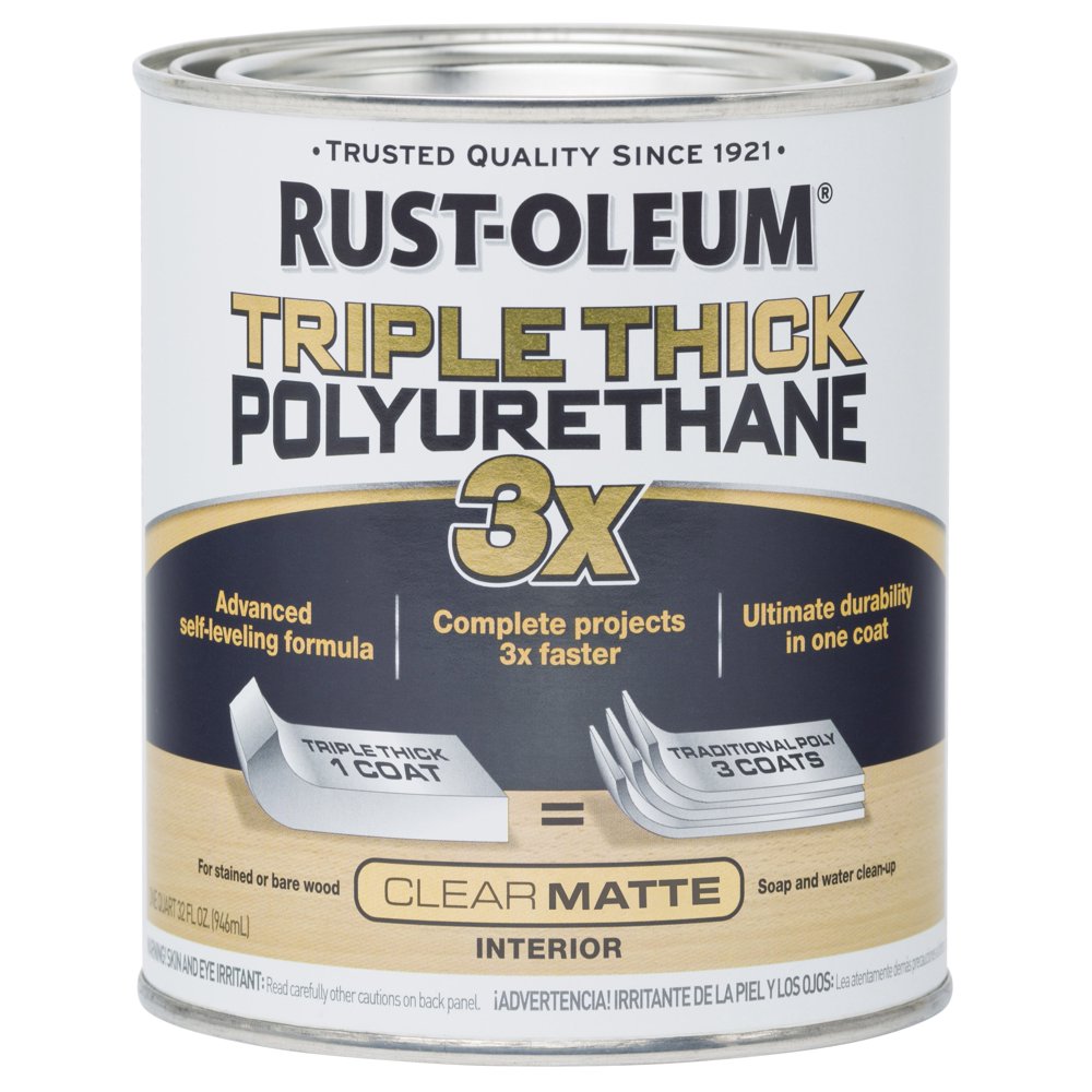RustOleum Triple Thick Matte Polyurethane, Quart Wood Finish Walmart