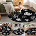 thumbnail image 5 of Round Rugs 5Ft, Coastal Coral Round Area Rug Washable Indoor Throw Carpet, Summer Beach Black Shells Starfish Ocean Soft Non Slip Circle Rug for Cabinet Bathroom Home Decor Aesthetic, 5 of 8