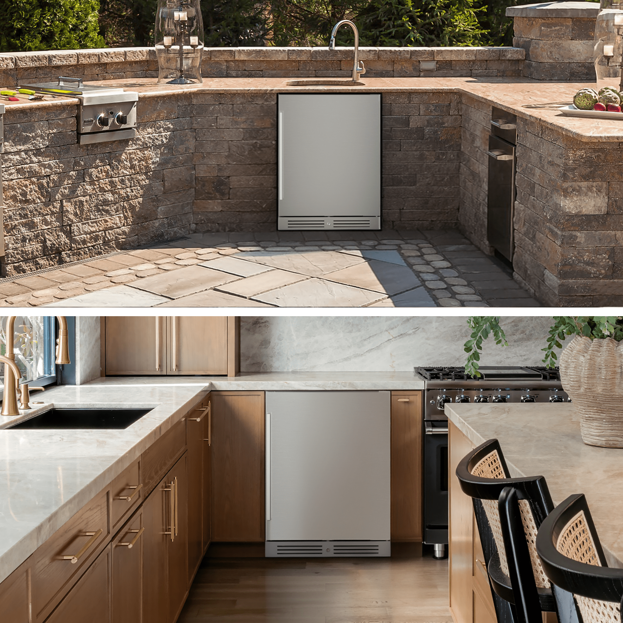 Yeego 24 Inch Beverage Refrigerator, Beverage Cooler with Stainless Steel Door, Built-in Outdoor Refrigerator for Soda, Beer, Wine