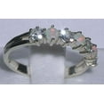 thumbnail image 3 of LBG British Made 10k White Gold Natural Opal & Aquamarine Womens Eternity Ring - Size 8.25 - 33 size options, 3 of 5