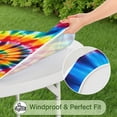 thumbnail image 5 of Colorful Tie Dye Rainbow Pattern Round Fitted Tablecloth with Elastic Edge,Dining Table Cover Waterproof,Outdoor Round Tablecloth for Camping,Dining,Indoor and Outdoor, 5 of 7