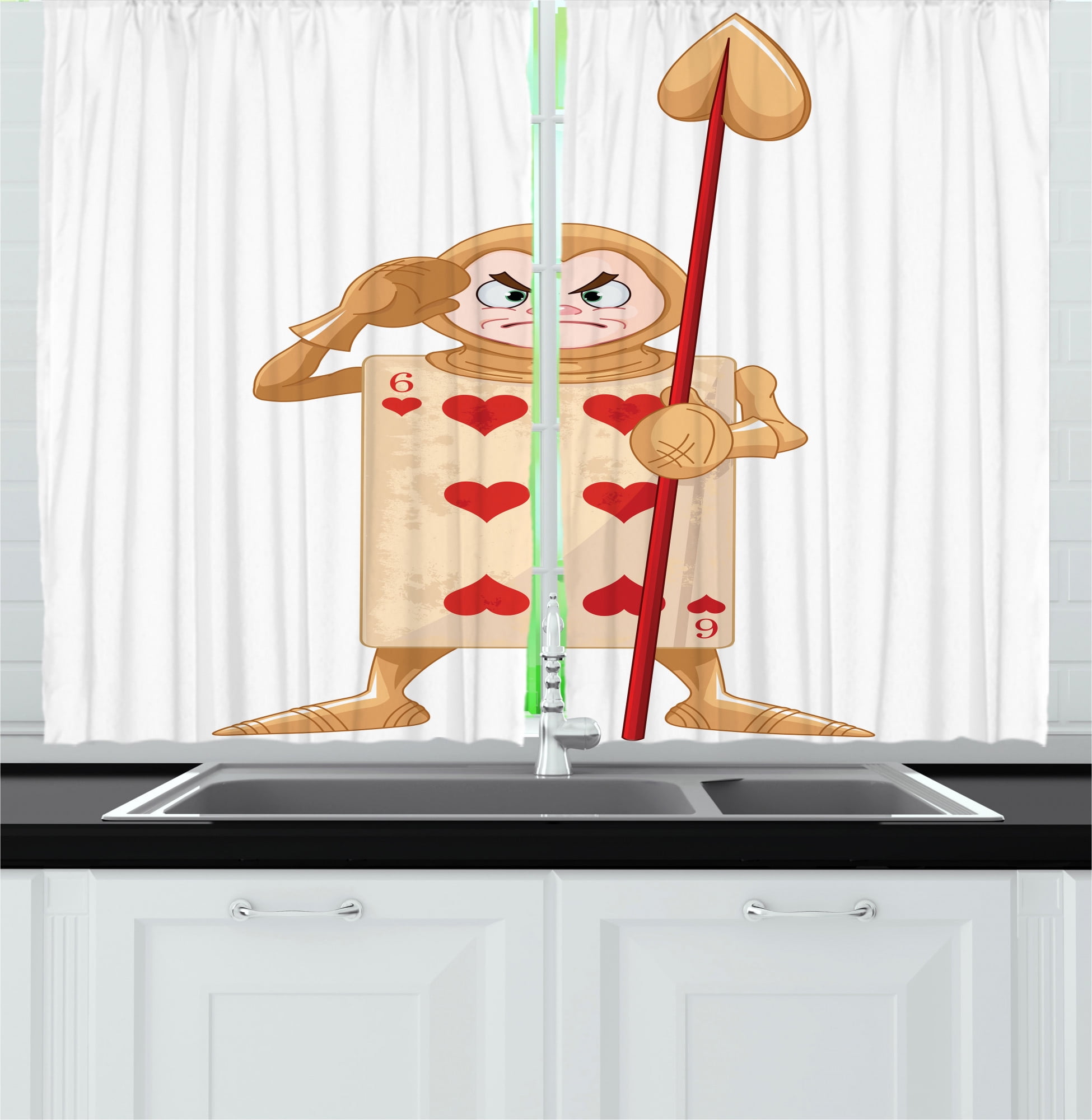 Alice in Wonderland Kitchen Curtains, Playing Card Illustration 6 of