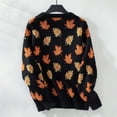 thumbnail image 4 of Hpapadks Women Sweaters Crewneck Maple Leaf Pattern Long Sleeve Fall Winter Casual Pullover Knitted Sweaters Cable Knit Sweater Women Black S, 4 of 4