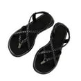 thumbnail image 4 of Sandals for Women Flat Heel Peep Toe Gladiator Boho Summer Casual Flip-Flops Women's Fashionable Leisure Summer Solid Color Beach Sandals, 4 of 9