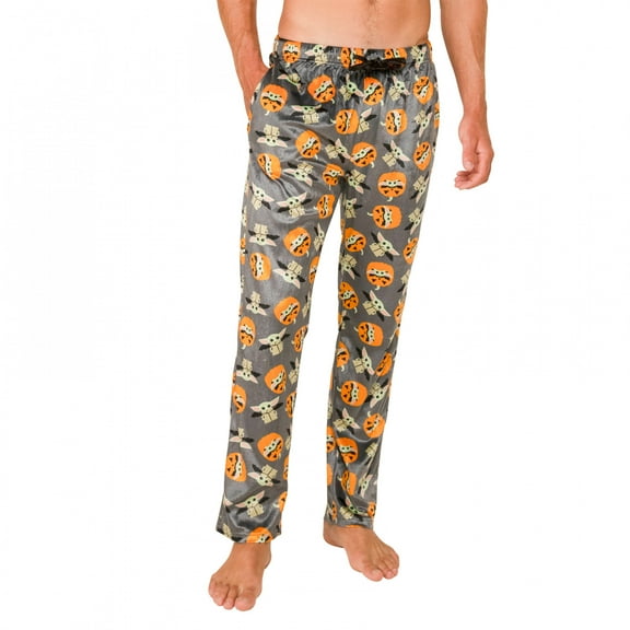 Star Wars 870383-medium-32 Polyester The Mandalorian Halloween Grogu Pajama Pants, Grey & Orange - Medium 32-34