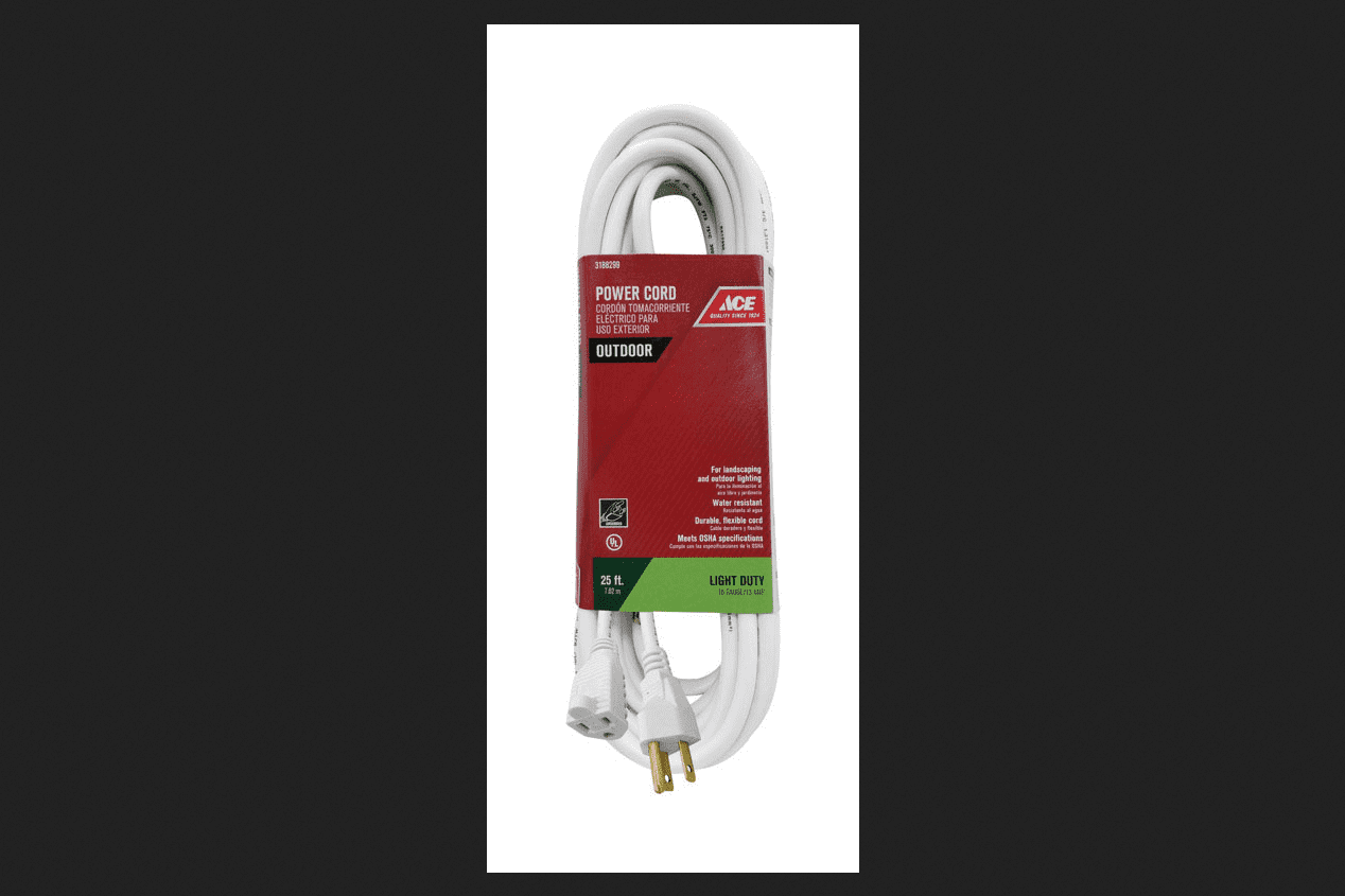 Cord Ext 25ft 16/3c Wht
