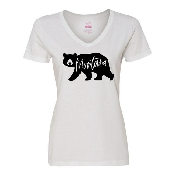 Inktastic Montana Black Bear Silhouette Women's V-Neck T-Shirt
