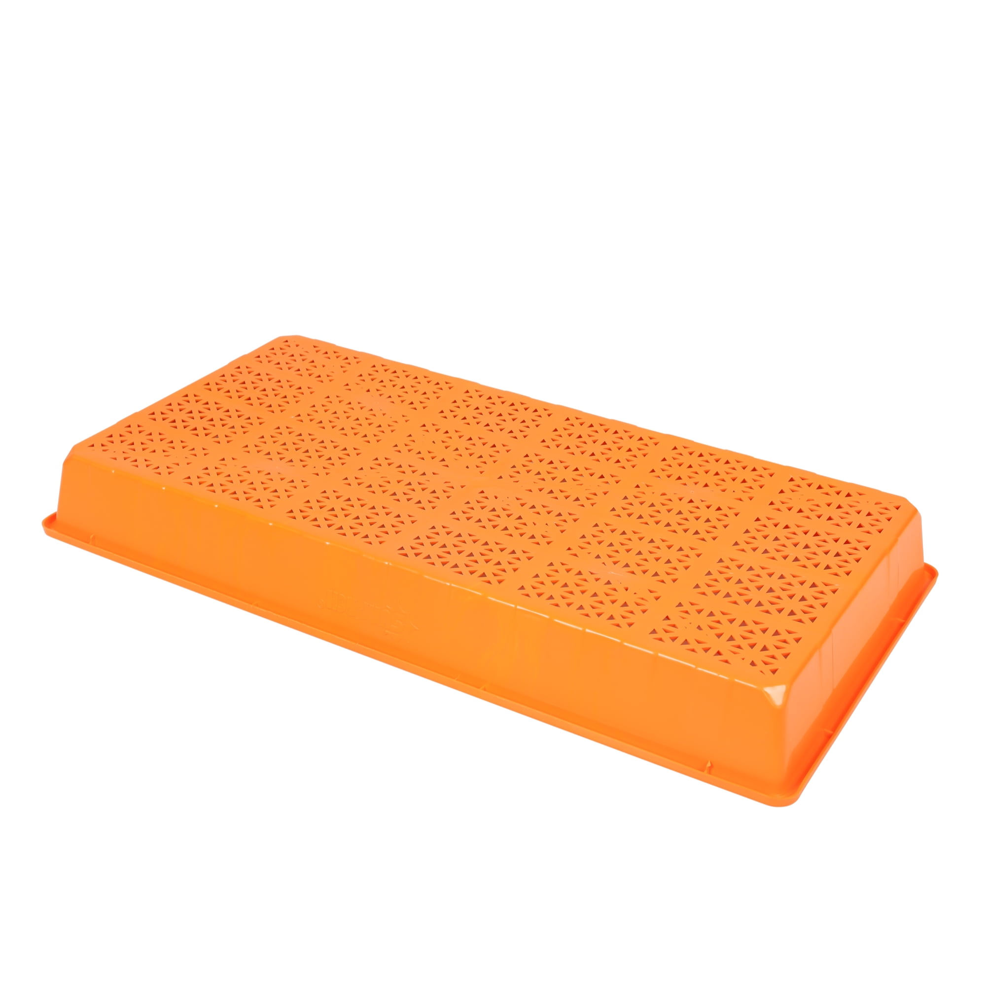 SUNPACK 10” x 20” Heavy Duty Mesh Plastic Seed Starting Tray, Orange, 2.3" - Ensures Water Drainage and Aeration, Perfect for Greenhouses or Indoor Gardening