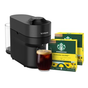 Nespresso Bundle Vertuo Line POP Machine and Starbucks Sunsera Coffee Capsules 16 Count