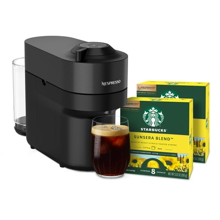 Nespresso Bundle, Vertuo Line POP Machine and Starbucks Sunsera Coffee Capsules, 16 Count