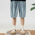 thumbnail image 2 of BOOMNY Toddler Boys Denim Shorts Wide Leg Short Jeans for Boys Casual Graphic Elastic Waist Streetwear Cozy Denim Shorts for Children, 2 of 8