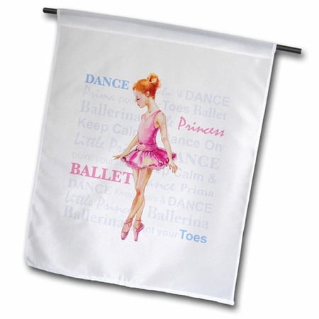 3dRose LITTLE CUTE BALLERINA IN PINK WITH TEXT BACKGROUND  Garden Flag  12 by 18-Inch