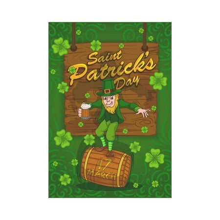 MYPOP Spring Green Shamrock Clover Leaves Garden Flag Outdoor Banner 28 x 40 inch