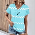 thumbnail image 3 of Charella Short Sleeve Shirts for Women V-Neck Button Up Tops 2024 Spring and Summer T-shirt,Sky Blue,XL, 3 of 5