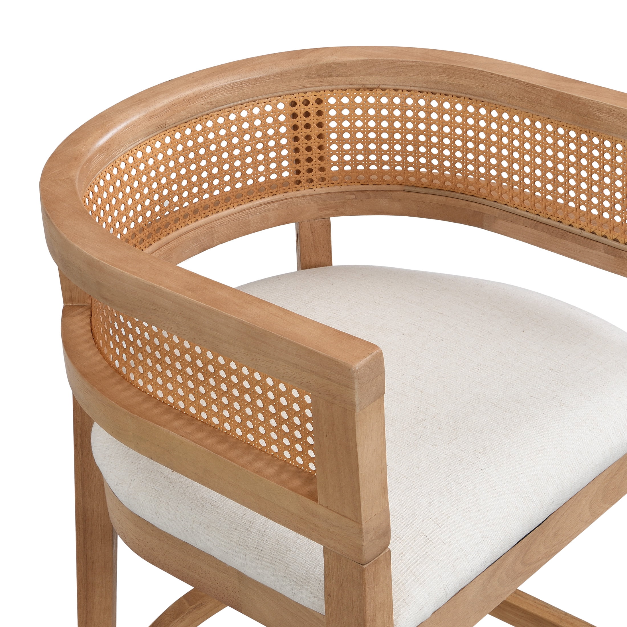 Christopher Knight Home 25.5" Upholstered Counter Stools, Wood Frame with Rattan Back, Natural, Set of 2