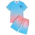 thumbnail image 4 of MNCEKFOD Men Short Sets Outfits Summer 2025 Oversized Short Sleeve O Neck GradientAthletic Suit with Comfy Shorts Leisure Tracksuit Pink L, 4 of 5