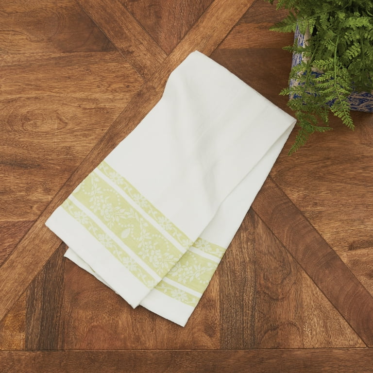 Rose Trellis Jacquard Peridot Cotton Woven Kitchen Towel