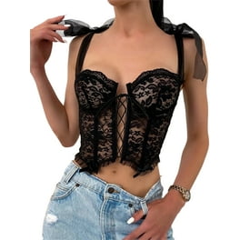 Douhoow Women Denim Crop Top Summer Vest Button Down Strapless Tube Top Walmart