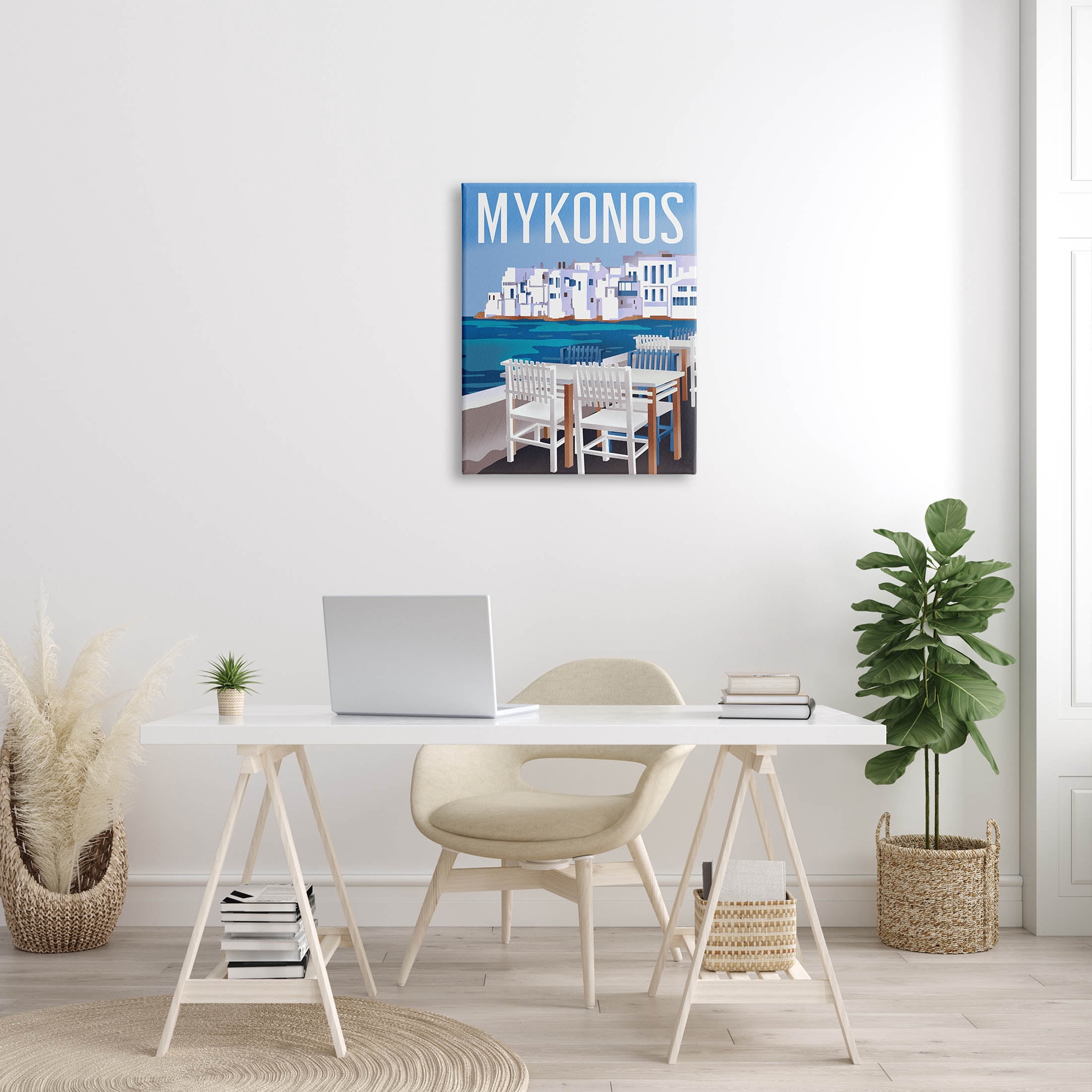 Stupell Industries Mykonos Seaside Vacation Graphic Art Gallery Wrapped Canvas Print Wall Art, Design by Ziwei Li
