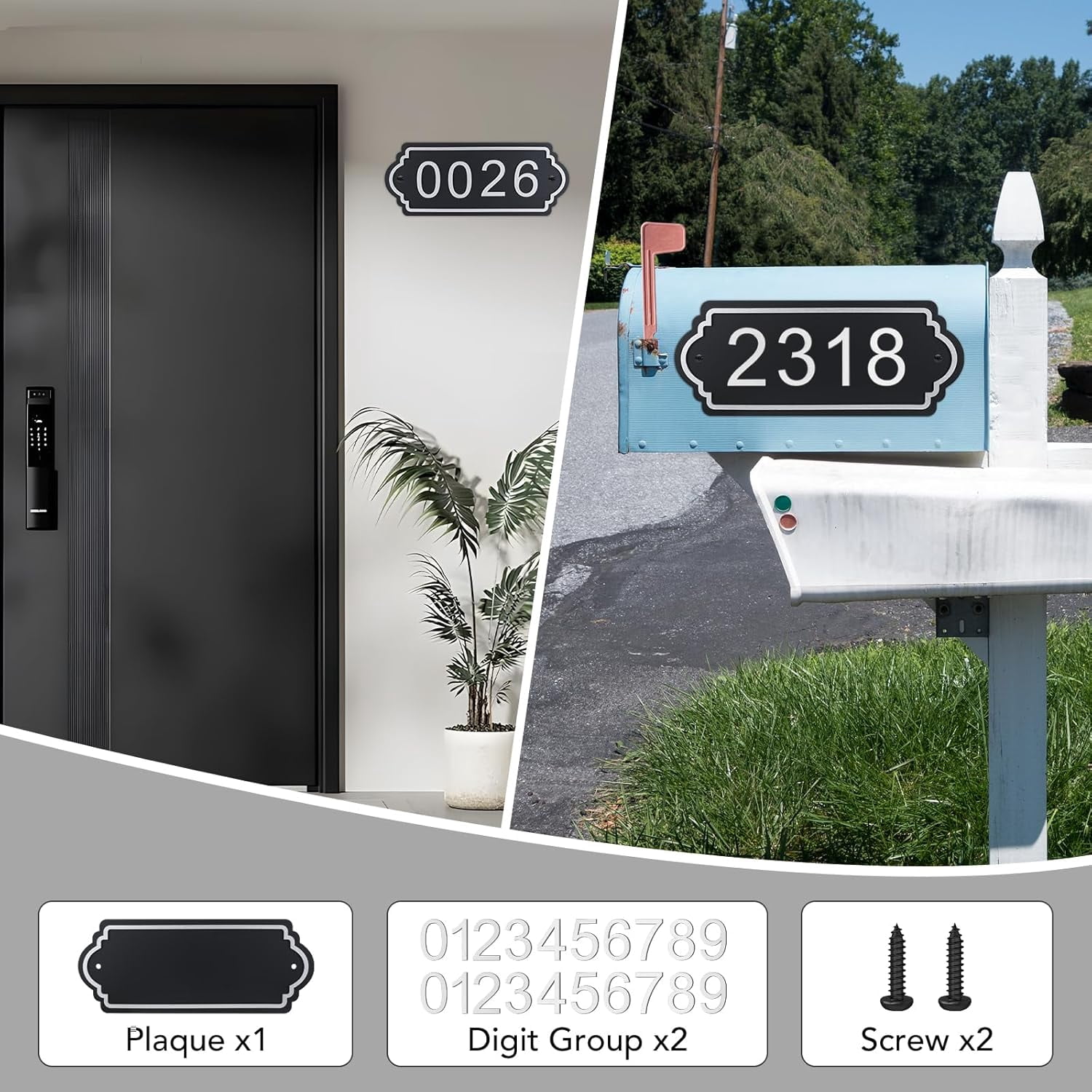 House Numbers, Address Plaques, Mailbox Numbers, Featuring Two Sets of 0-9 Numeric Combinations, Personalized Address Signs