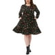 thumbnail image 2 of Vestido de Día de la Madre Plus Size Agnes Orinda para Mujeres, Cuello Redondo, Manga Larga, Plisado, Midi con Capas, Floral, 2X Negro, 2 of 5