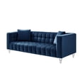 thumbnail image 4 of Adalyn Sofa Navy Velvet  Biscuit Tufted Lucite Leg Sinuous Springs, 4 of 9