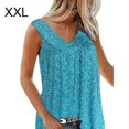 thumbnail image 1 of Camiseta sin mangas con estampado sin mangas sin mangas con cuello en V para mujer, chaleco de verano, azul, XXL Vogacara AP002122-05, 1 of 7