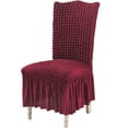 thumbnail image 1 of 1PC Red Chair Covers Stretch Chair Slipcovers with Skirt Removable Washable Kitchen Chair Protector Cover Set Bubble plaid Stretch Chair Covers Chair Cover Skirt for Home, Party, Wedding, 1 of 2