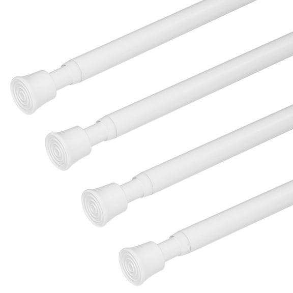 4Pcs Small Tension Rod 11 to 17 Inch,Adjustable Thin Mini Spring Loaded Curtain Tension Rods for Windows,Closet,RV,Trailer,Cupboard,Refrigerator (White)