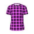 thumbnail image 6 of Rocae Purple Black Buffalo Plaid for Men's Mesh Quick-Dry Short Sleeve Workout T-Shirt,Mens Crew Neck Tee Lightweight Soft Classic T Shirts X-Small, 6 of 9