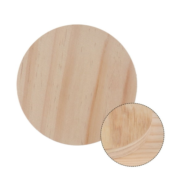 IDEANATEGRATE Circular Piece Round Wooden Plate Synthetic Material 5pcs Diy Accessories