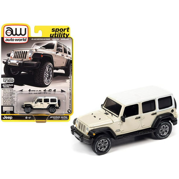 2018 Jeep Wrangler JK Unlimited Sport Gobi Beige with White Top and White  Stripes Sport Utility Limited Edition to 10240 pieces Worldwide 1/64  Diecast Model Car by Autoworld 