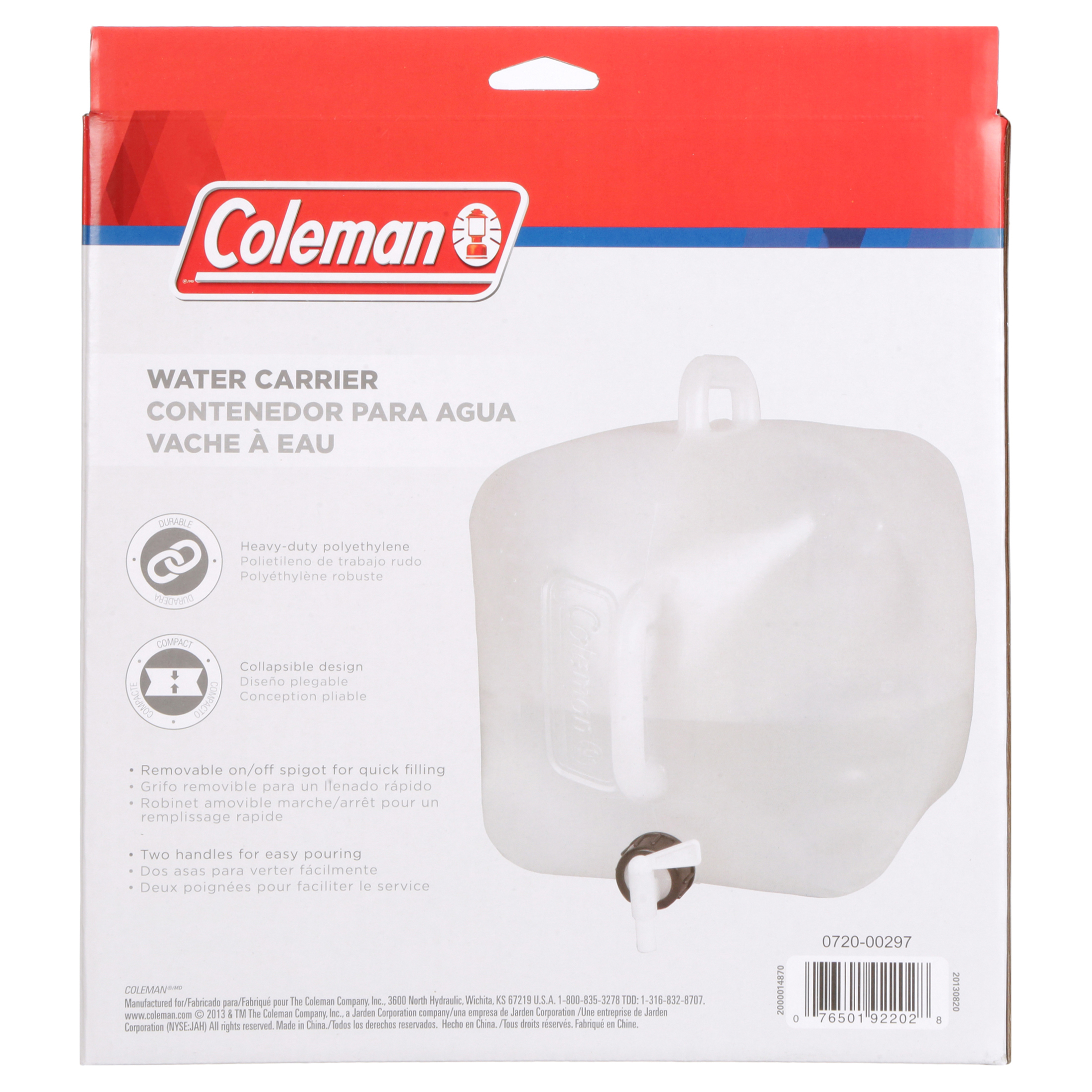 Coleman 5 Gallon Easy Carry Portable Water Carrier with Removable Spigot, Clear - image 7 of 10