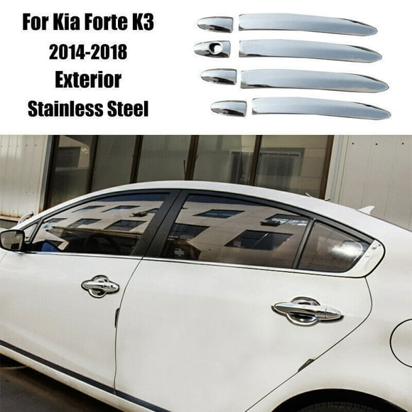 8 for Kia Forte K3 2014-2018 Chrome Steel Outside Door Handle Molding Cover Trim