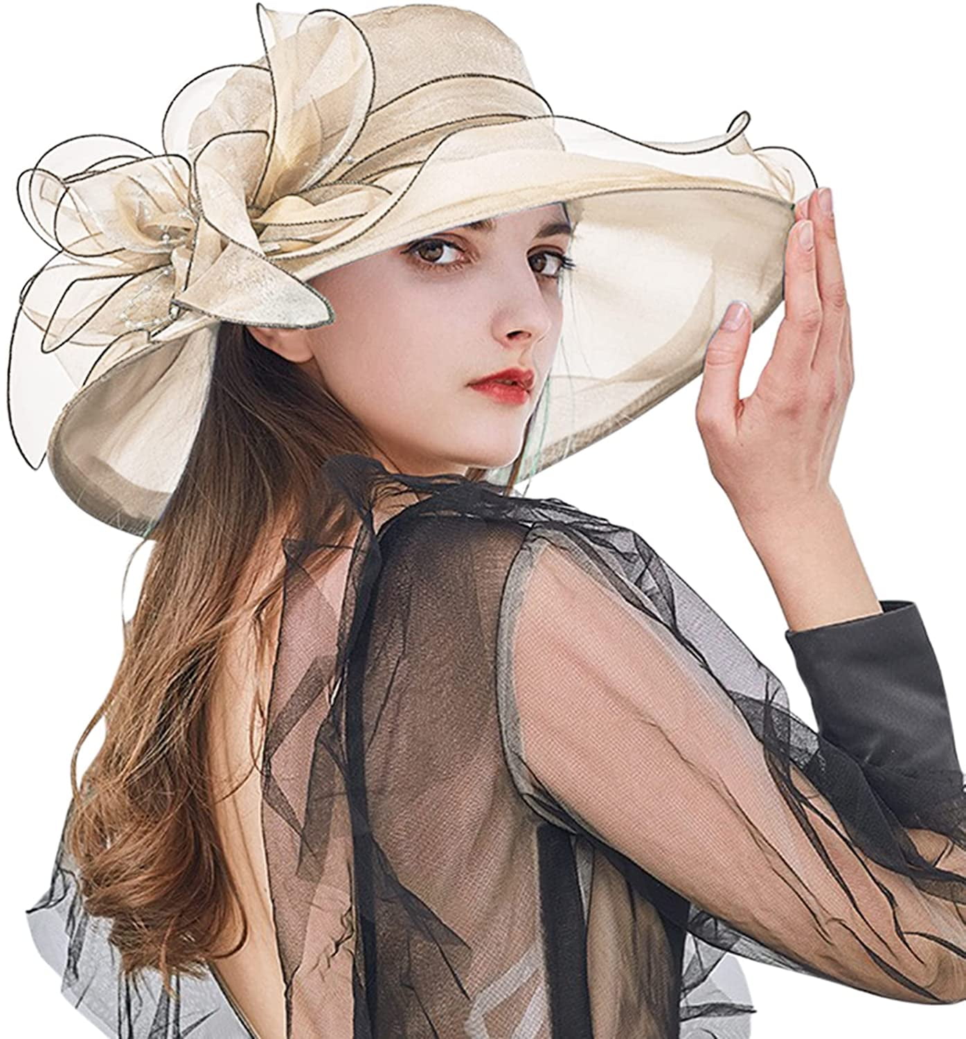 4615 2025 Derby Hats For Women Girls Ladies, Organza Church Tea Party 2025 Kentucky Derby Hats for Women- Organza Church Jamaica  main image 3