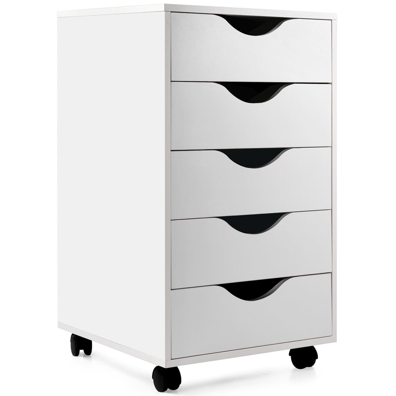 White VICLLAX 5 Drawer Storage Unit File Cabinet Under Desk Storage Cart on Wheels for Home Office 
