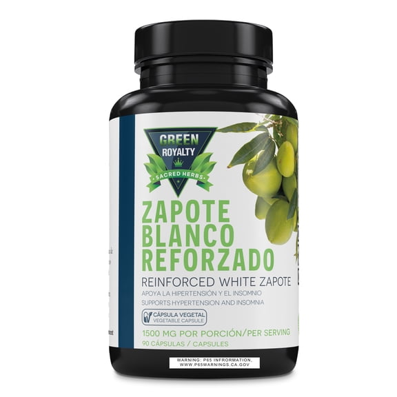 Green Royalty Reinforced White Zapote – Natural Herbal Formula with Ginkgo Biloba, Hawthorn Berry, Black Garlic & Parsley Leaf, 1500mg, 90 Capsules
