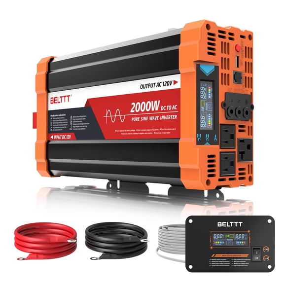Inversor de Corriente de Onda Sinusoidal Pura BELTTT 2000W de 12V a 120V