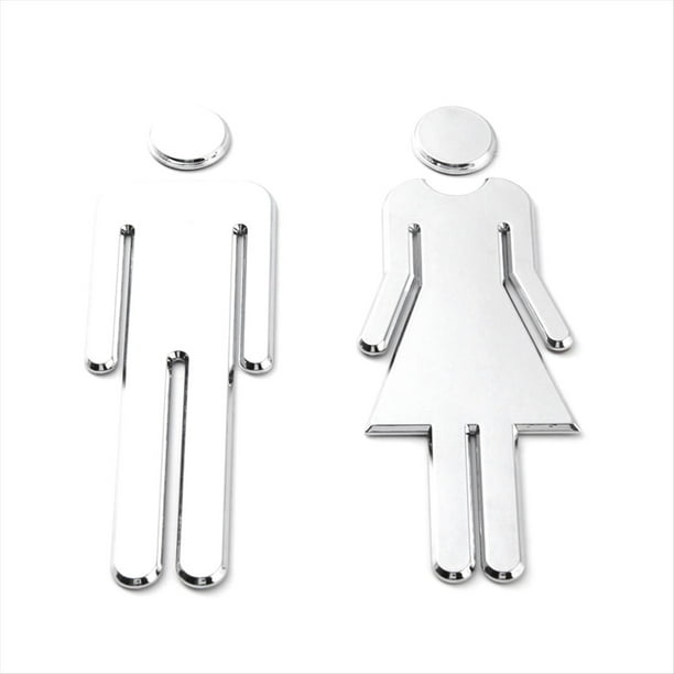 Cartel para Puerta de Baño, Cartel para Hombre y Mujer, Cartel para Baño de Invitados, Decoración de Puerta, Autoadhesivo, 12 cm de Alto