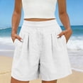thumbnail image 5 of Atogsazn Womens Summer High Waisted Shorts Casual Dessy Pleated Cotton Linen Jogger Shorts Beach Pants White S Fashion, 5 of 9