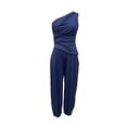 thumbnail image 4 of Khunlpohl Womens 2 Piece Sets One Shoulder Sleeveless Pleated Tops and Elastic Waisted Tapered Loose Pants Fashion Casual Beach Vacation Set, 4 of 5