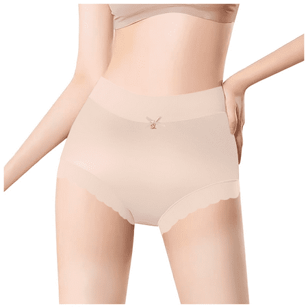 Fulorrnie Underwear for Women Seamless High Cut Comfort Breathable Panties Cute Waistband Elastic Waist Panty Khaki M