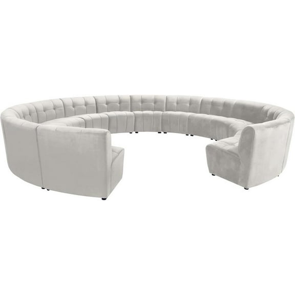 Maklaine 14-Piece Modular Contemporary Velvet Sectional Sofa in Cream