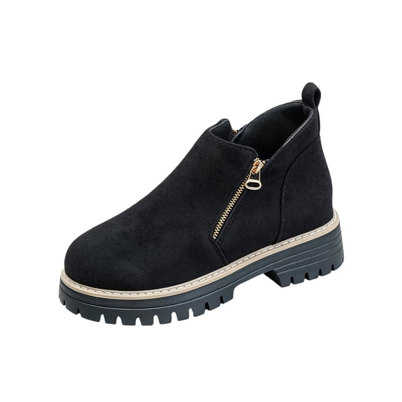 Ankle Boots for Women Chunky Platform Lug Sole Side Zipper Chelsea Booties Fall 37