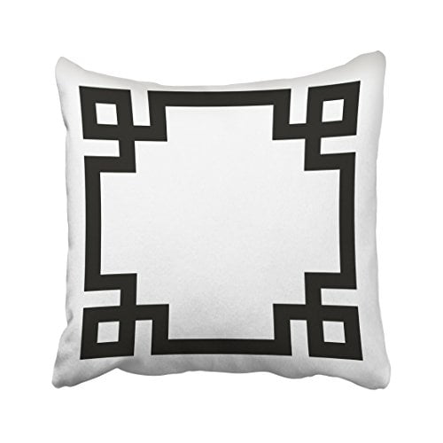 WinHome Decorative Decors Black And White Greek Key Border Throw Pillow Case Cushion Cover Home