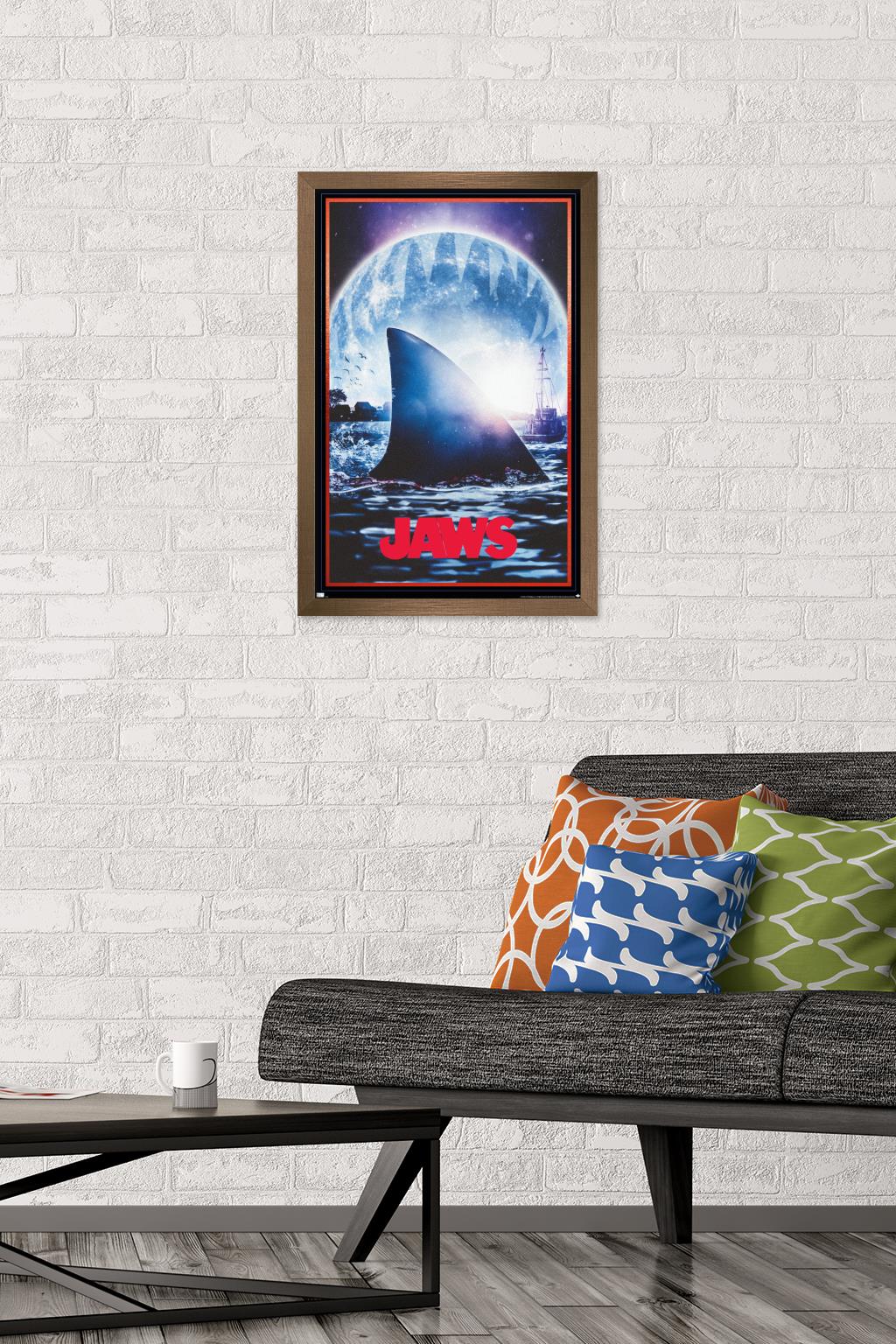 Jaws - Moon One Sheet Wall Poster, 14.725" x 22.375" Framed