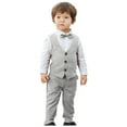 thumbnail image 3 of ATOGUTA Boy Formal Suits Boy Wedding Outfit Vest+Pants+Dress Shirt Kids Dress School Clothes Size 0-8, Gray, 3 of 5