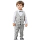 thumbnail image 3 of Conjunto de camisa de manga larga con cuello vuelto para niños, color liso, para banquetes y fiestas, con cuello vuelto y pantalones de traje, conjunto de tres piezas para niños, poliéster., 3 of 8