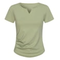 thumbnail image 2 of Women's V-Neck T-Shirt, Short Sleeve Casual Top, Soft Polyester Solid Color Blouse for Everyday Wear, 2 of 4